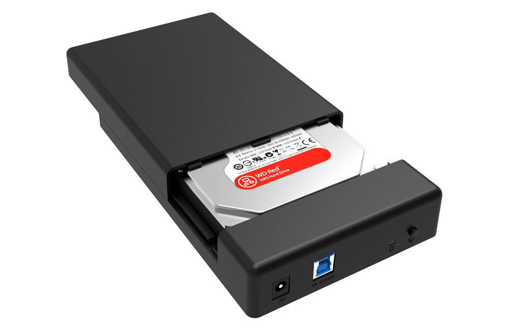 ORICO 3588US3-V1-EU-BK-BP Zewnętrzna kieszeń dysk przenośne centrum danych obudowy pendrive'a dodatkowego dysku do laptopa bezpieczny transport danych mobilności ochronie przed uszkodzeniami - dysk z wysuniętą szyną na białym tle