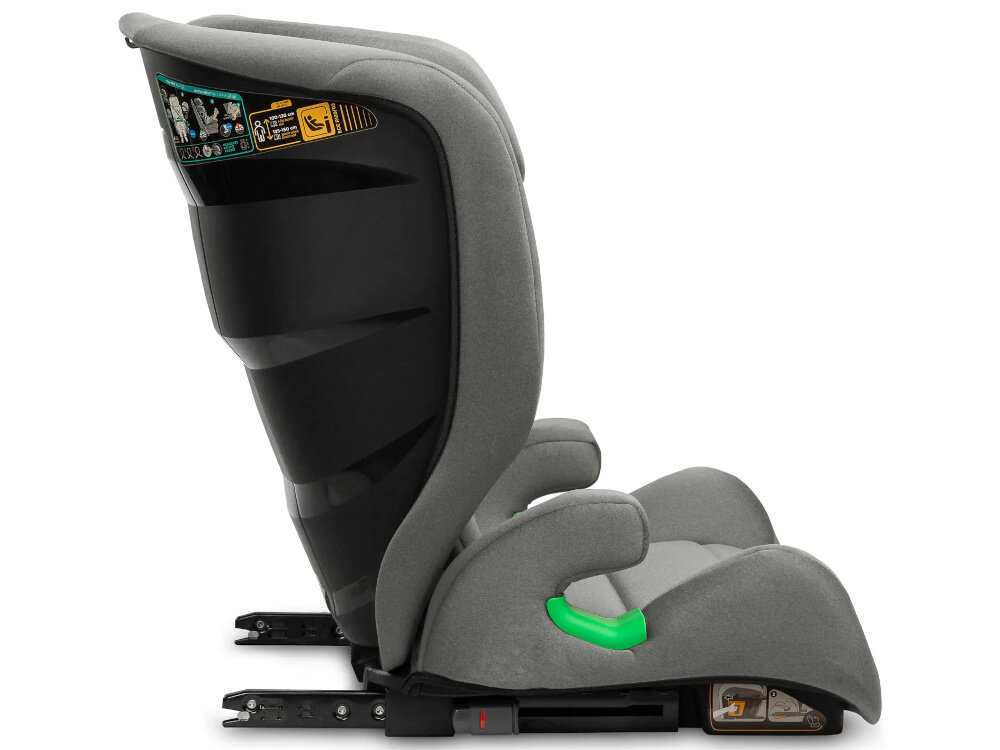 Fotelik samochodowy CARETERO Nimbus I-Size 100-150 cm (15-36 kg) Grafitowy fotelik ba białym tle widoczny z boku stabilna budowa waga około 6,1 kg dopracowane wymiary zewnętrzne (53 x 55 x 59-83 cm) solidność wygoda użytkowania dziecko korzysta z bezpiecznego i komfortowego miejsca