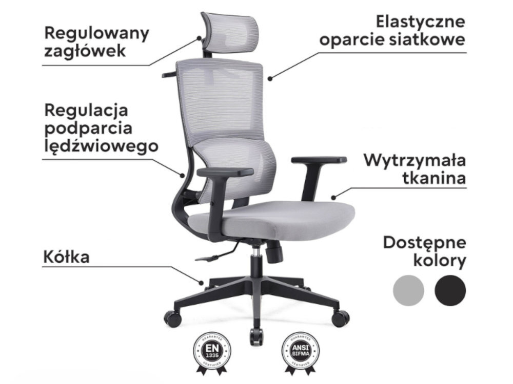 KENOKO Oribu Regulowane siedzisko wysokości podłokietniki w górę i w dół przód–tył obracać o 45 stopni