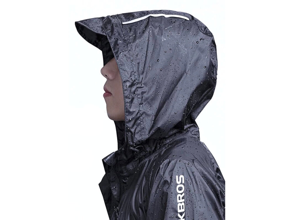 Kurtka przeciwdeszczowa ROCKBROS YPY013BK4XL rozmiar XXXXL Czarny osoba w kapturze kaptur z wydłużonym daszkiem możliwość regulacji dopasowanie do indywidualnych potrzeb odpowiednia widoczność i komfort
