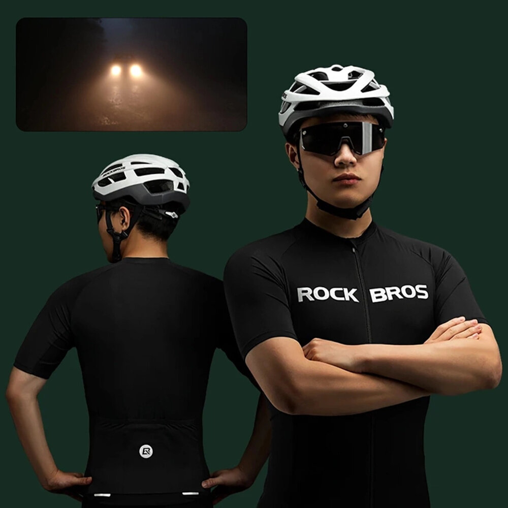 Koszulka rowerowa ROCKBROS 15120002006 rozmiar XXXL zintegrowane elementy odblaskowe znaki i logo widocznosc po zmroku bezpieczenstwo