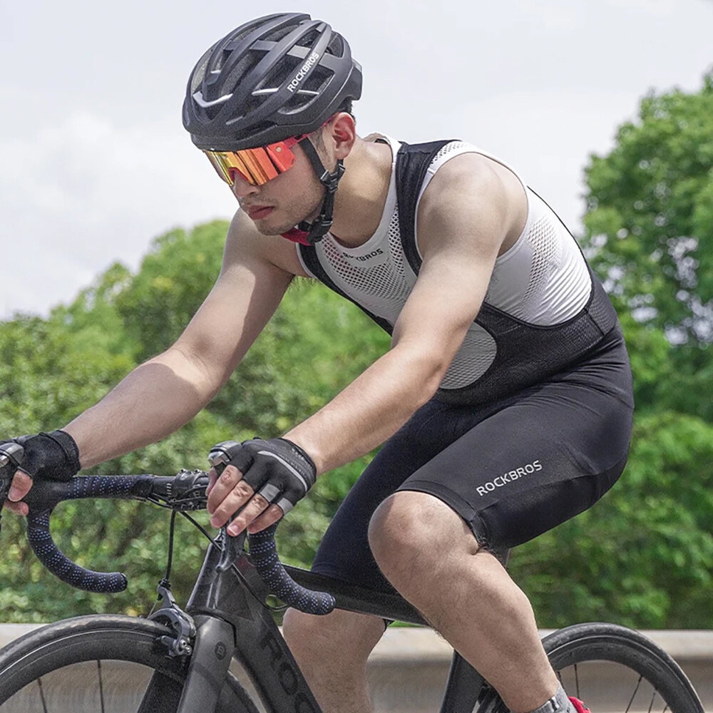 Spodenki rowerowe ROCKBROS RK2002M rozmiar M do jazdy na dlugich trasach na szosie do dynamicznej jazdy gravelowej na wyprawy MTB wkladka oddychajacy material komfort szelki odblaskowe elementy bezpieczenstwo wygoda