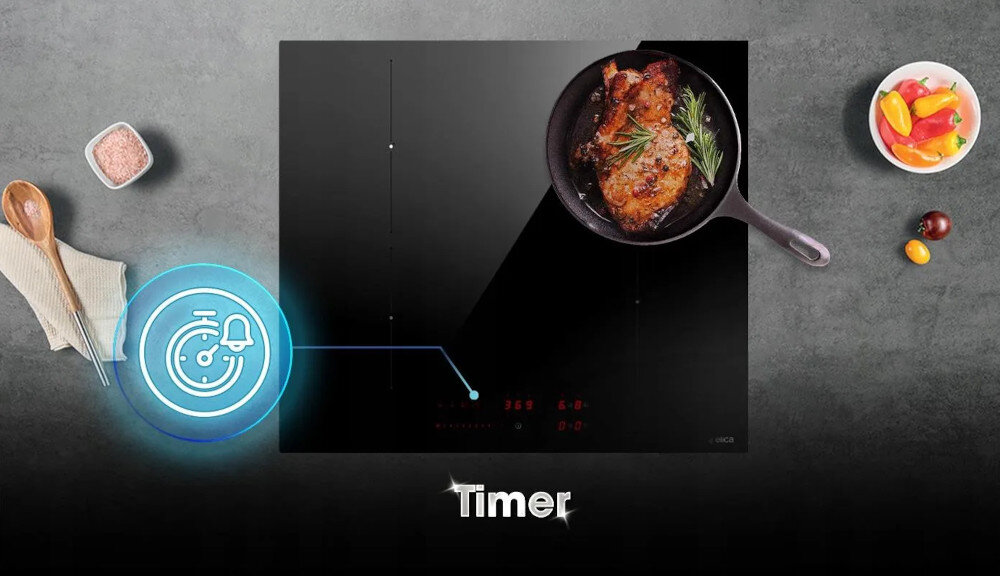 Płyta indukcyjna ELICA NikolaTesla Alpha B BL A 78 timer czas ustawienie liczba minut odliczanie