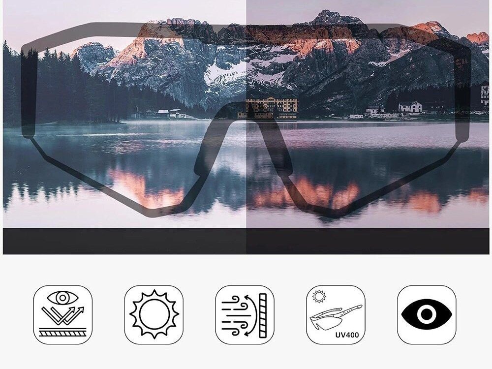 Okulary rowerowe ROCKBROS SP297 Fioletowy, Polaryzacja, UV400, filtr, bezpieczeństwo, Okulary z niebieskimi szkłami i ikonami funkcji