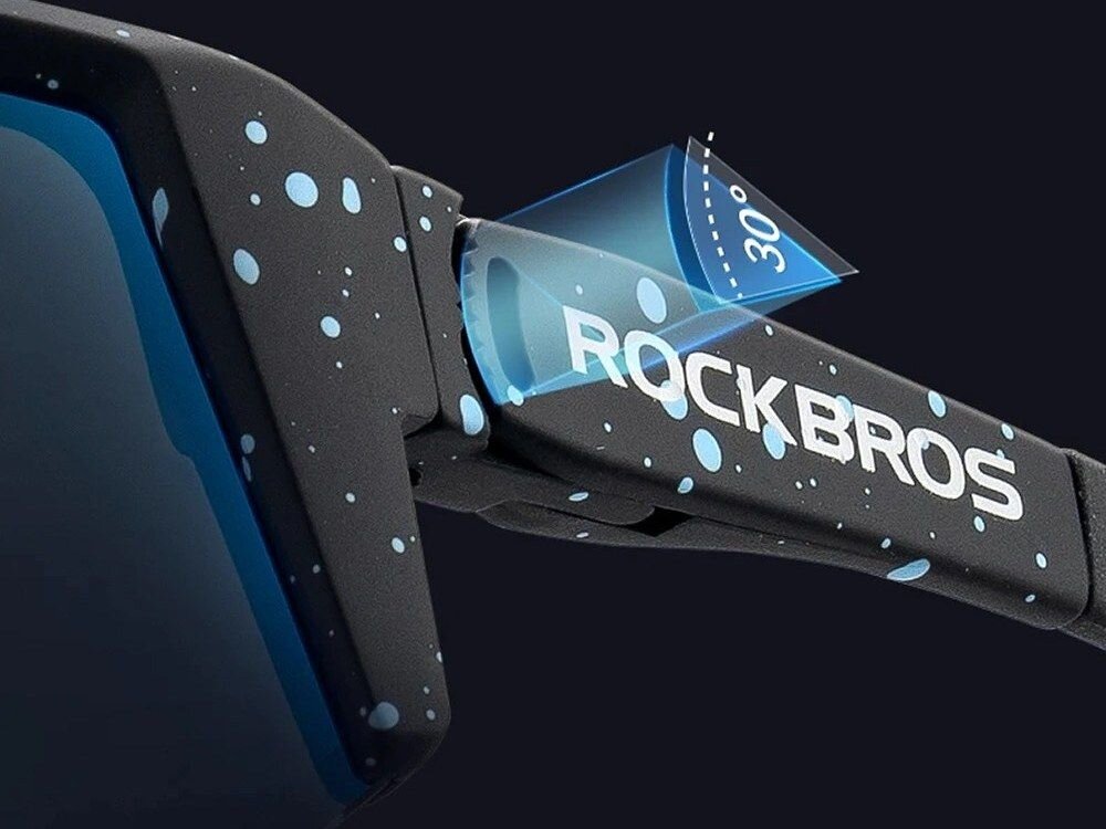 Okulary rowerowe ROCKBROS SP297 Fioletowy, Panorama, HD, kontrast, pole widzenia, Pokazanie zakresu regulacji zawiasu oprawki