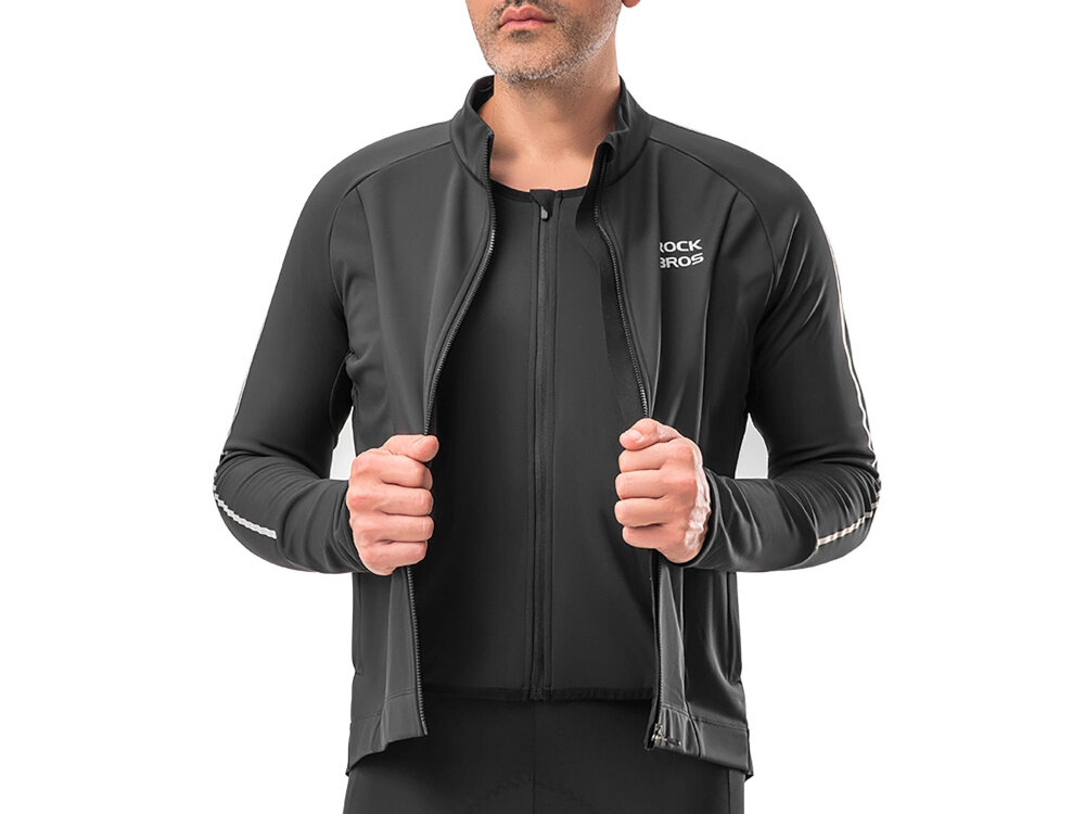 Koszulka rowerowa ROCKBROS 15400002003 rozmiar L stworzona z mysla o chlodniejszych porach roku polarowa podszewka podwojna warstwa materialu wiatroszczelna tkanina cieplo wygoda na kazdej trasie mozliwosc rozpiecia zewnetrznej warstwy