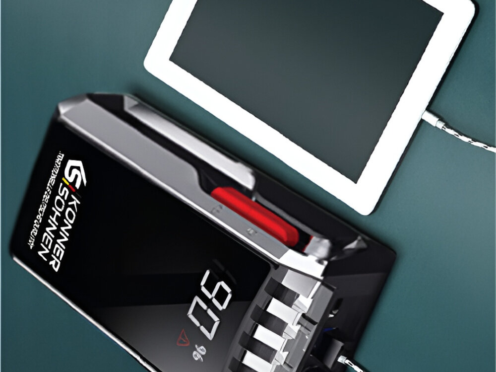 Urządzenie rozruchowe KONNER & SOHNEN KS JS-1400 praktyczny powerbank port USB-A i USB-C szybkie ladowanie urzadzen w zestawiekabel USB-A/USB-C