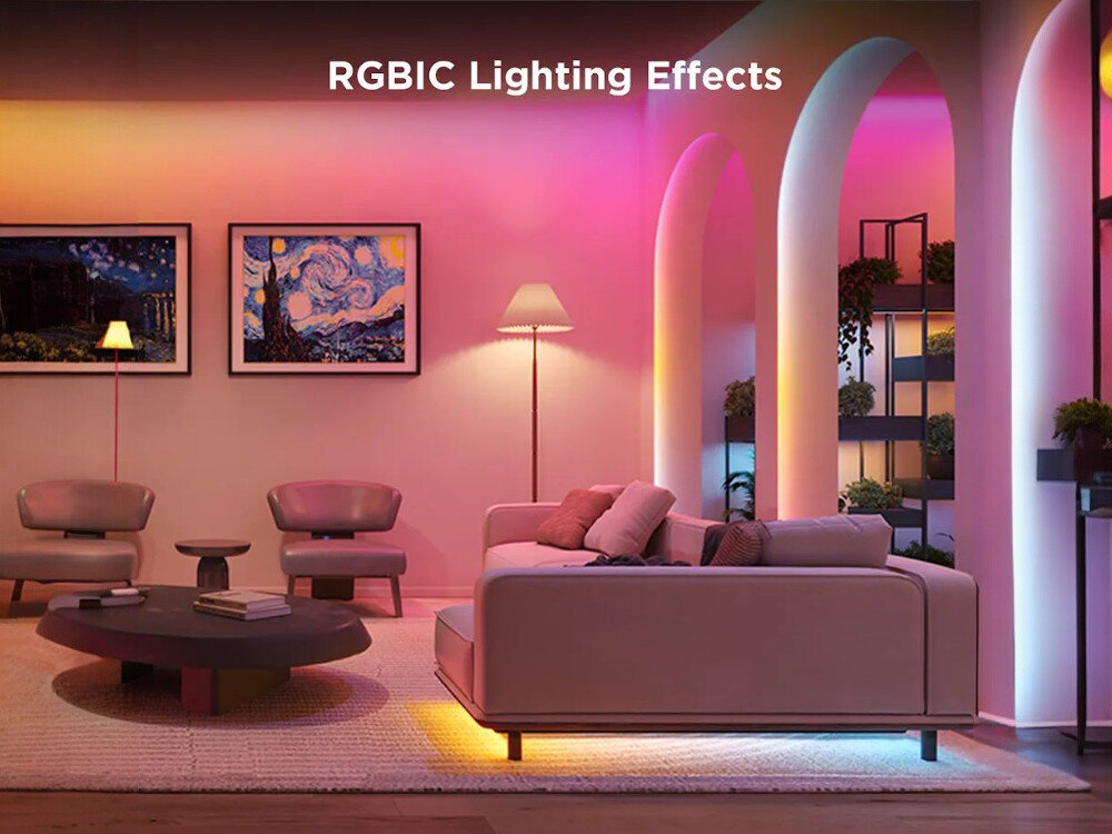 Taśma LED GOVEE H612A 5m Bluetooth/Wi-Fi, montaż, klej, instrukcja, podłączenie, pokój gościnny ozdobiony oświetleniem taśmy govee