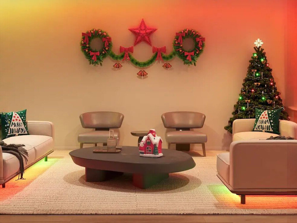 Taśma LED GOVEE H612C 10m Bluetooth/Wi-Fi, oświetlenie, RGBIC, smart, atmosfera, pokój z wystrojem świątecznym w ozdobie taśmy led govee