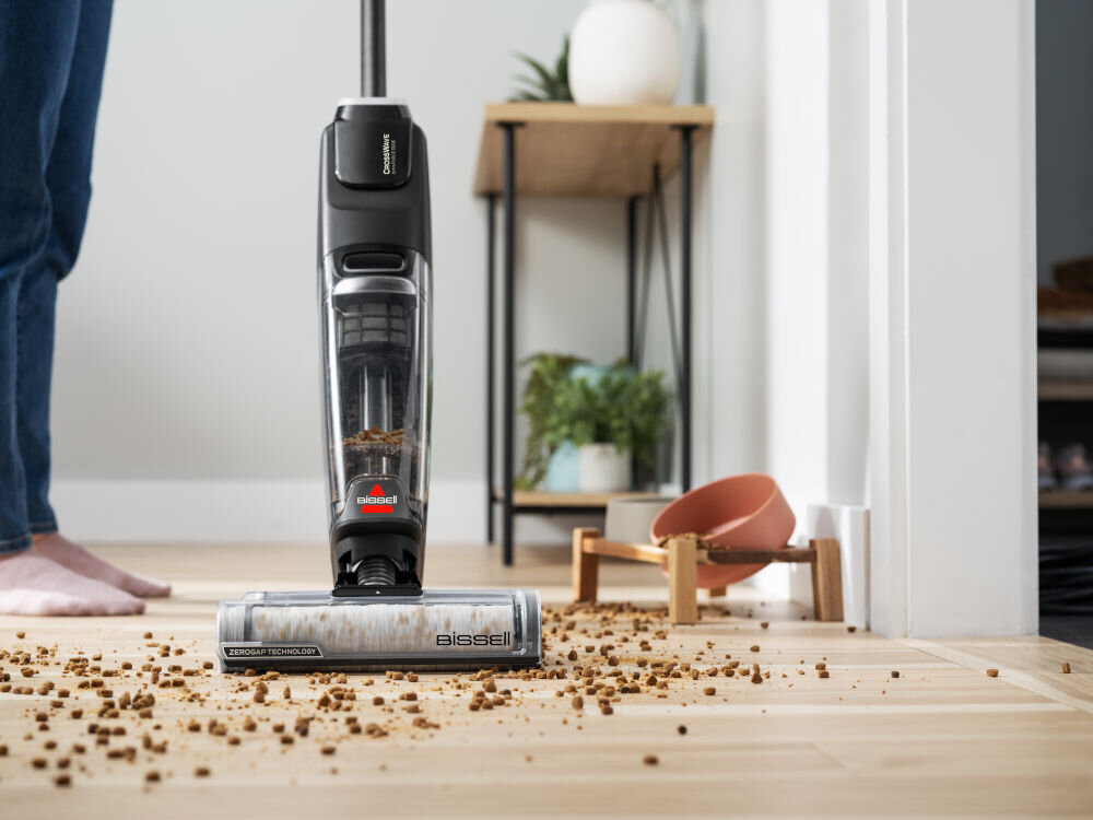 Odkurzacz BISSELL CrossWave OmniForce Edge Pro 4000N do 30 minut bezprzewodowej pracy pełne naładowanie około 4 godzin wygoda swoboda poruszania się wydajna bateria większe powierzchnie w jednym cyklu pracy mobilność komfort