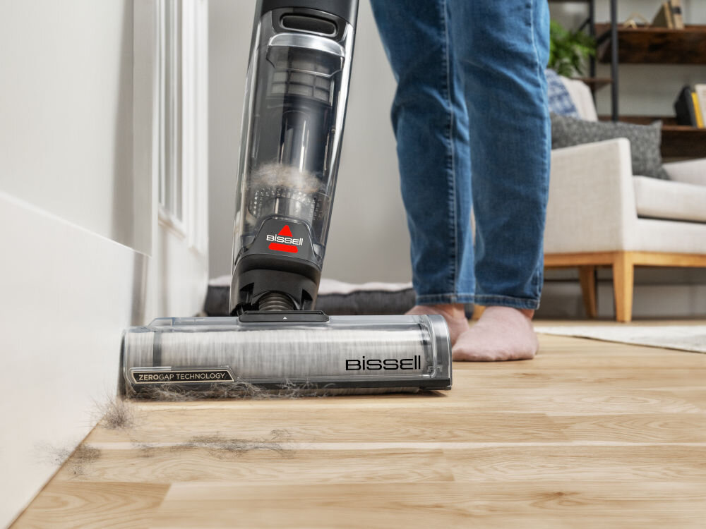 Odkurzacz BISSELL CrossWave OmniForce Edge Pro 4000N technologia ZeroGap czyszczenie przy krawędziach z minimalnym odstępem usuwanie zabrudzeń z narożników wzdłuż listew przypodłogowych perfekcyjne czyste podłogi