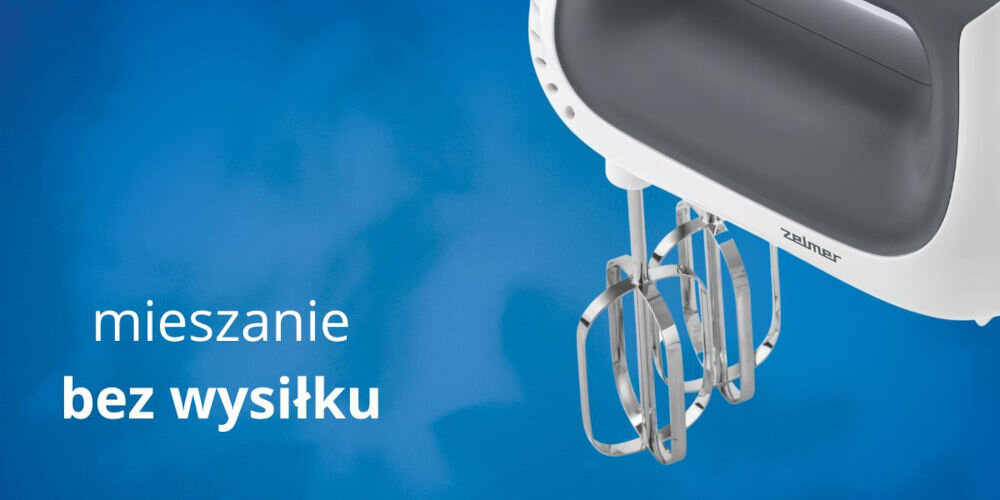 Mikser ZELMER ZHM2650 Supersilent dwa zestawy końcówek do mieszania i do zagniatania ciasta róznorodne zadania w kuchni ubijanie lekkich kremw zagniatanie doskonałego ciasta prostsza szybsza czynność kulinarna pyszne wypieki łatwość gotowania