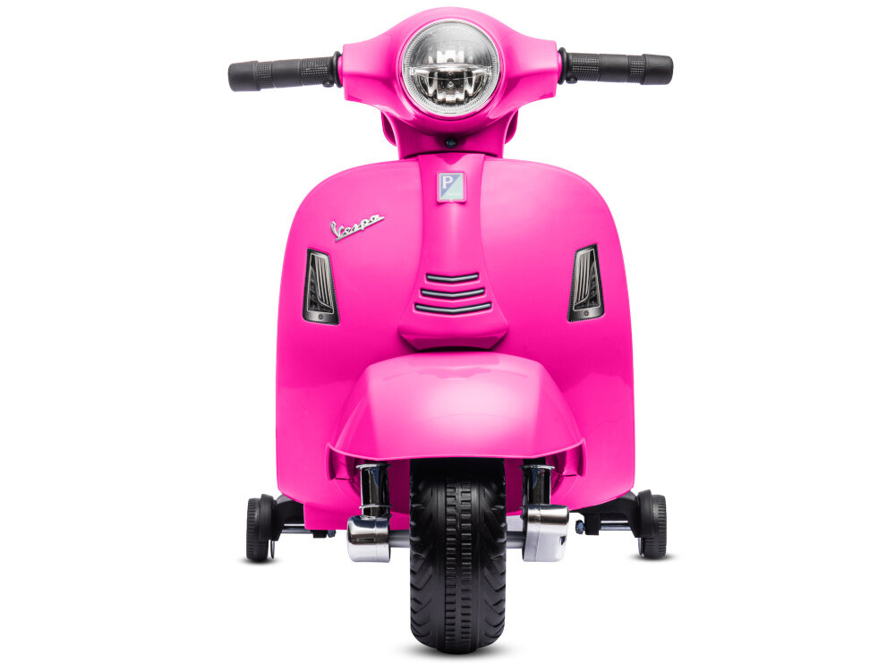 Motorek elektryczny SUN BABY Scooter Vespa Fuksja design inspirowany klasyczna Vespa fuksjowy skuter elektryczny stylowy praktyczny rozwija zdolnosci motoryczne uczy rownowagi niezaleznosc swoboda poruszania sie