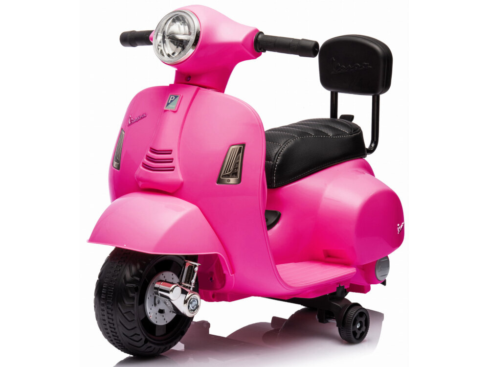 Motorek elektryczny SUN BABY Scooter Vespa Fuksja dla dzieci w wieku od 18 miesiaca zycia maksymalna waga do 25 kg odpowiednio wyselekcjonowane materialy solidny wytrzymaly nie ma ostrych krawedzi