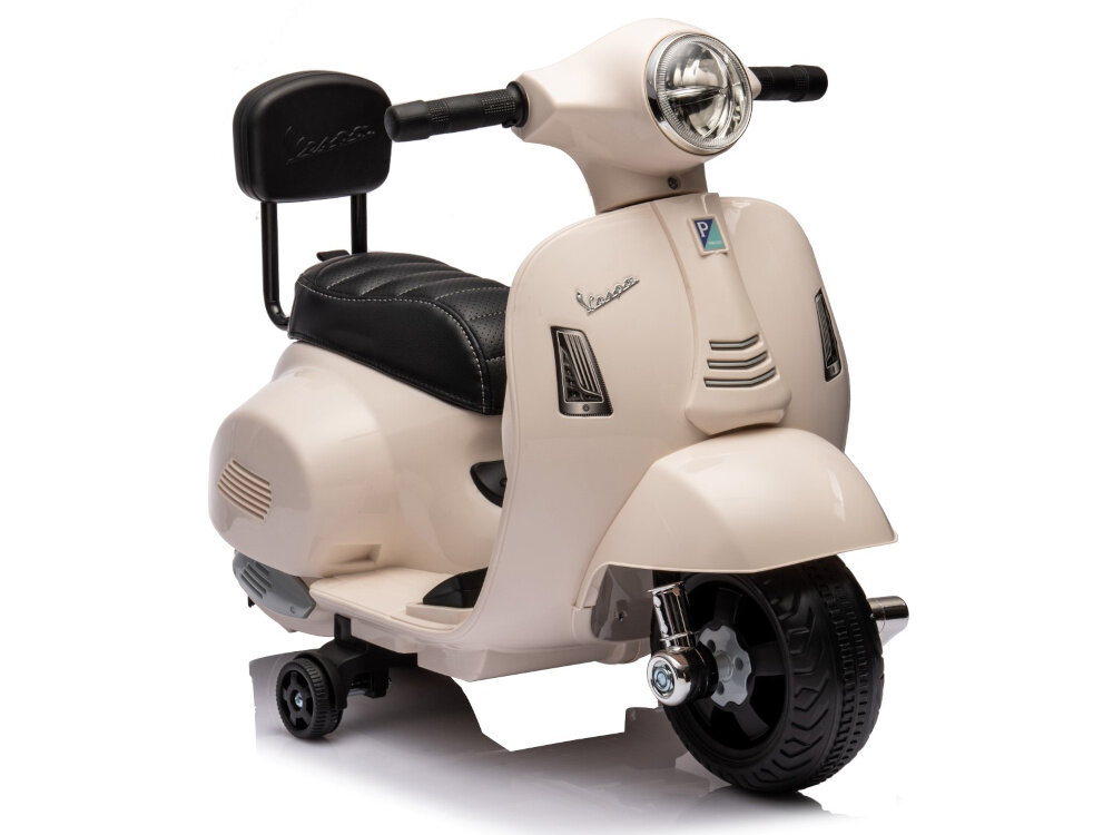 Motorek elektryczny SUN BABY Scooter Vespa Biały dla dzieci w wieku od 18 miesiaca zycia maksymalna waga do 25 kg odpowiednio wyselekcjonowane materialy solidny wytrzymaly nie ma ostrych krawedzi