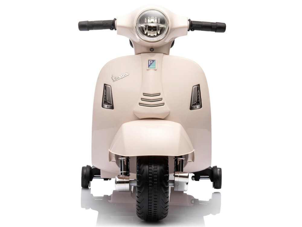 Motorek elektryczny SUN BABY Scooter Vespa Biały dwa kolka z wysokiej jakosci tworzywa sztucznego gruby bieznik dwa kolka boczne ochrona przed wywroceniem sie motorka na bok