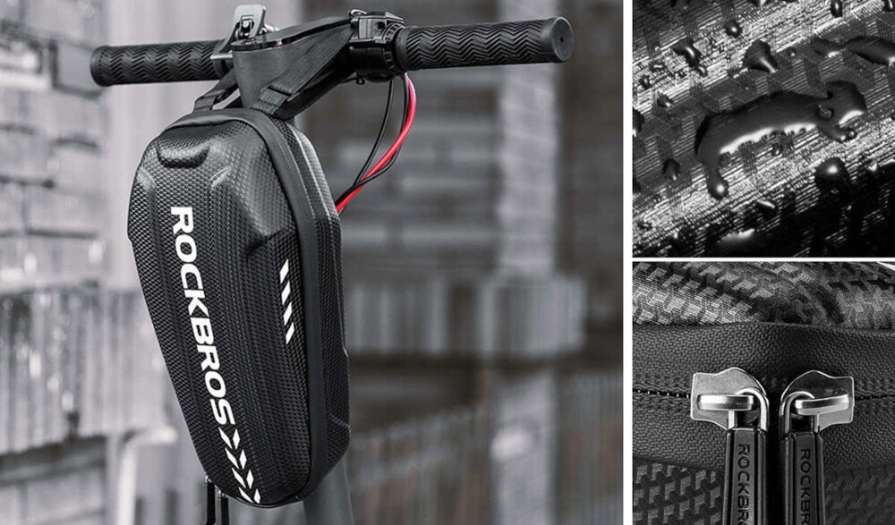Torba na kierownicę ROCKBROS B62 Czarny zdjęcie lifestyle Ochrona przed wilgocią Wodoodporna konstrukcja