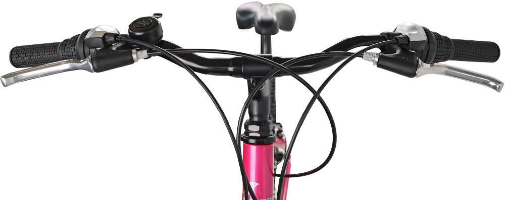 Rower młodzieżowy INDIANA Roxy Jr 24 cale dla dziewczynki Różowo-miętowy kierownica widoczna od przodu na białym tle stalowa kierownica marki GB Center typu HB3472S W.600 aluminiowy wspornik MODE typu HS-15 25.4 mm lekkość trwałość antypoślizgowy materiał pewny chwyt