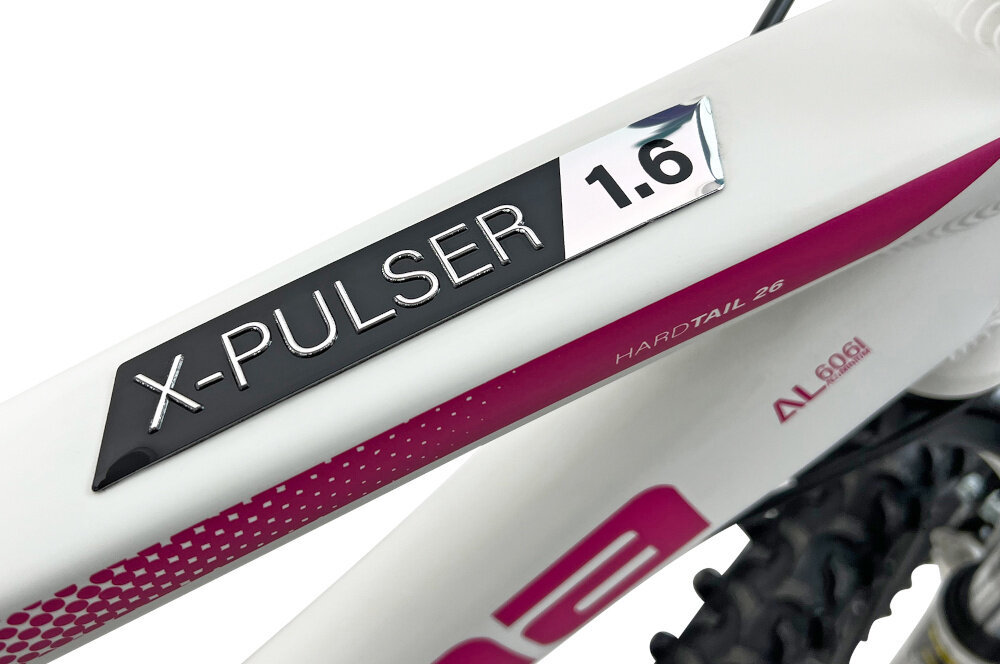 Rower górski MTB INDIANA X-Pulser 1.6 D19 26 cali damski Biało-różowy zbliżenie na ramę 19-calowa aluminiowa ramę rower zwinny lekki łatwo go podnieść odporność na korozję wybor rozmiaru ramy Twoj wzrost mierzony w zrelaksowanej pozycji typ roweru dla osob o wzroscie od 174 do 180 cm