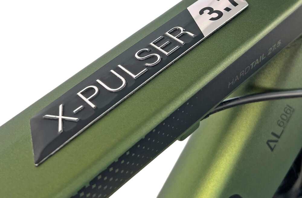 Rower górski MTB INDIANA X-Pulser 3.7 M19 27.5 cala męski Zielono-czarny zbliżenie na ramę 19-calowa aluminiowa ramę rower zwinny lekki łatwo go podnieść odporność na korozję wybor rozmiaru ramy Twój wzrost mierzony w zrelaksowanej pozycji typ roweru dla osób o wzroście od 174 do 180 cm