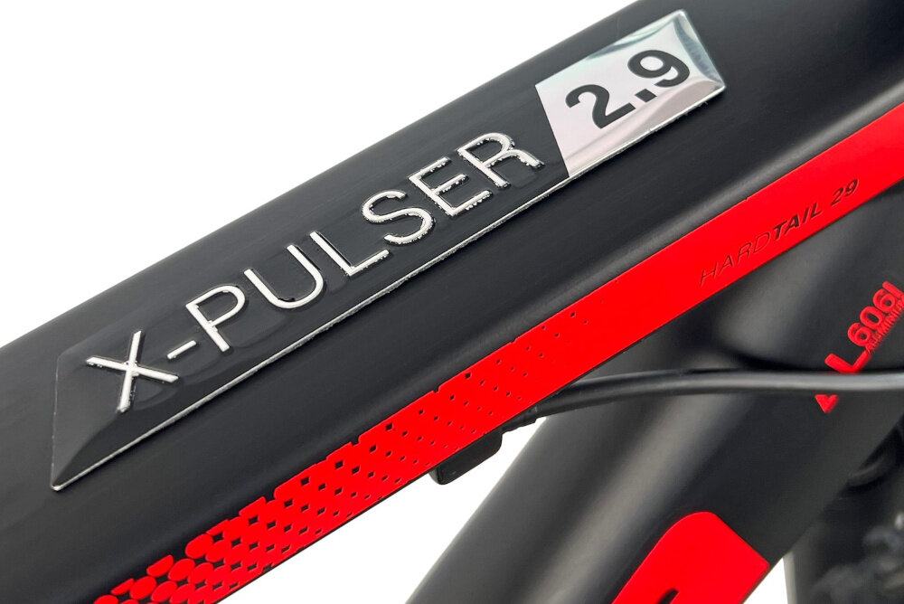 Rower górski MTB INDIANA X-Pulser 2.9 M19 29 cali męski Czarno-czerwony zbliżenie na ramę 19-calowa aluminiowa ramę rower zwinny lekki łatwo go podnieść odporność na korozję wybor rozmiaru ramy Twój wzrost mierzony w zrelaksowanej pozycji typ roweru dla osób o wzroście od 174 do 180 cm