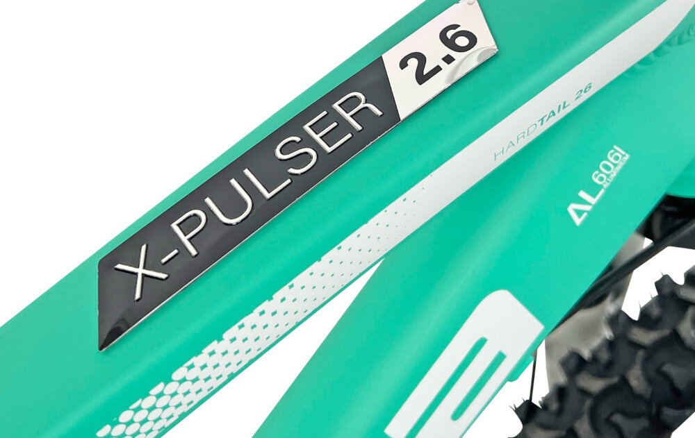 Rower górski MTB INDIANA X-Pulser 2.6 D19 26 cali damski Miętowo-biały zbliżenie na ramę 19-calowa aluminiowa ramę rower zwinny lekki łatwo go podnieść odporność na korozję wybor rozmiaru ramy Twój wzrost mierzony w zrelaksowanej pozycji typ roweru dla osób o wzroście od 174 do 180 cm