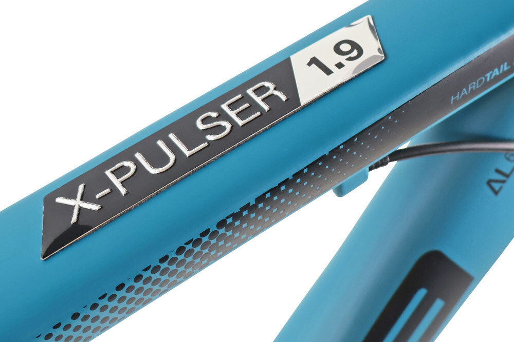 Rower górski MTB INDIANA X-Pulser 1.9 M23 29 cali męski Błękitny zbliżenie na ramę 23-calowa aluminiowa ramę rower zwinny lekki łatwo go podnieść odporność na korozję wybor rozmiaru ramy Twój wzrost mierzony w zrelaksowanej pozycji typ roweru dla osób o wzroście od 190 do 200 cm