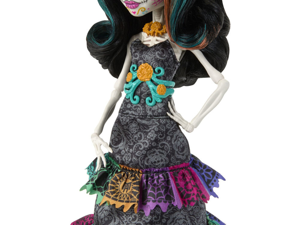 Lalka MONSTER HIGH Dia De Muertos Skelita Calaveras HXH99 Monster High Día De Muertos z możliwością ustawiania w różnych pozach,
podstawką i ozdobnym opakowaniem Skelita Calaveras