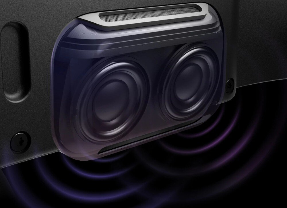 Gogle VR HTC Vive Focus Vision przybliżenie na wnętrze głośników z efektem fal dźwiękowych głośniki audio