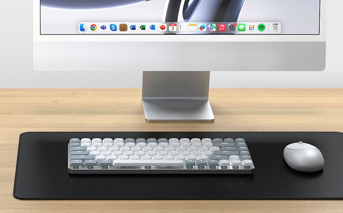 SATECHI Slim SM1 SATECHI Slim SM1 klawiatura mechaniczna podświetleniem bezprzewodowej i przewodowej Konstrukcja typu low-profile mechaniczne przełączniki kompaktową formą - klawiatura z myszką na podkładce