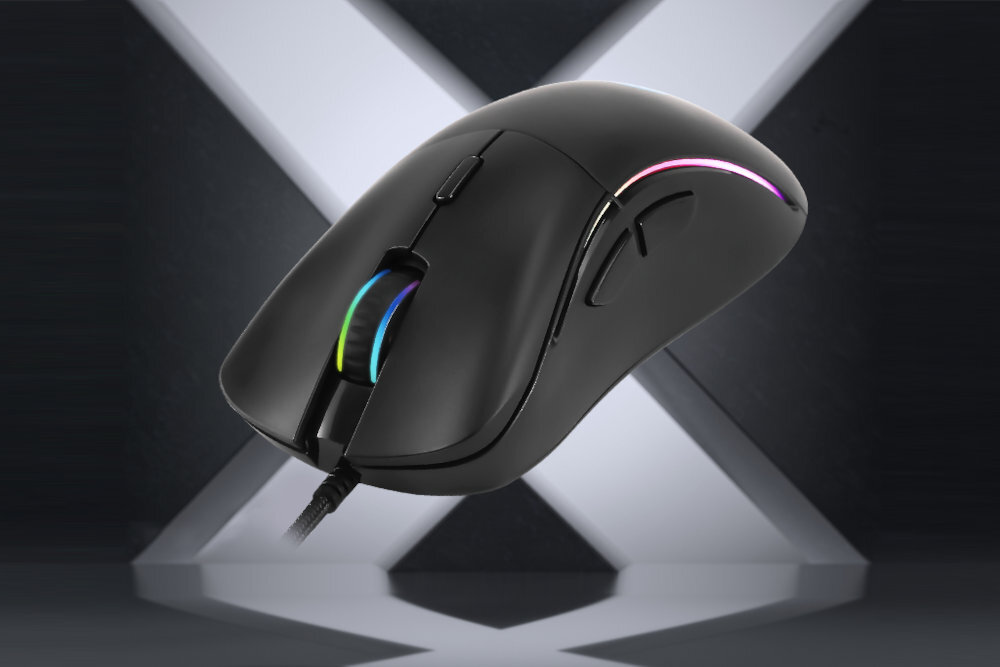 MARVO Capo 30 przewodowa mysz gamingowa wygodnej konstrukcji, dynamicznemu podświetleniu RGB czujnikowi optycznemu - myszka w czarnym kolorze na jasnym tle