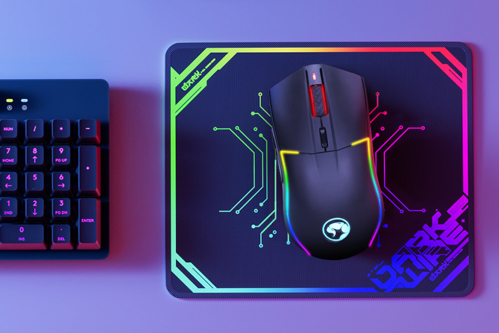 MARVO Capo 40 7 trybom podświetlenia RGB Capo 40 Dynamiczne efekty świetlne - myszka na podkładce, obok klawiatura