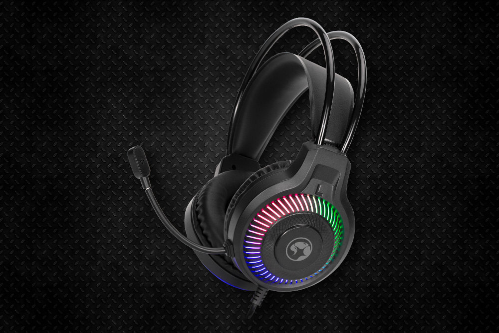 Marvo LOOT 40 Słuchawki oświetleniu RGB Przetworniki 50 mm Impedancja na poziomie 20Ω ±15% pasmo przenoszenia 20 Hz-20 kHz Mikrofon wielokierunkowy