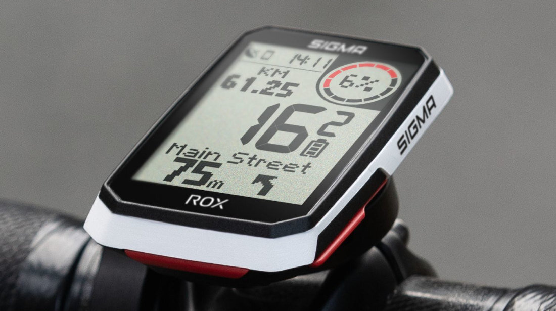 Licznik rowerowy SIGMA Rox 4.0 HR Set Czarny Łatwa obsługa 30 funkcji radość jazda duży wyświetlacz profil czas trening dystans prędkość aplikacja