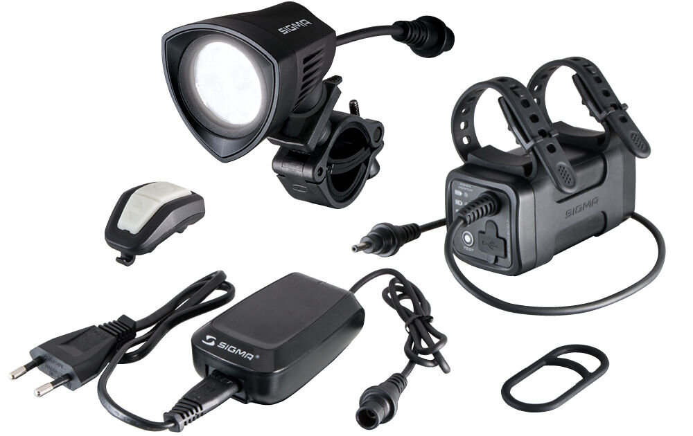 Lampka na kask SIGMA Buster 2000 HL elementy zestawu