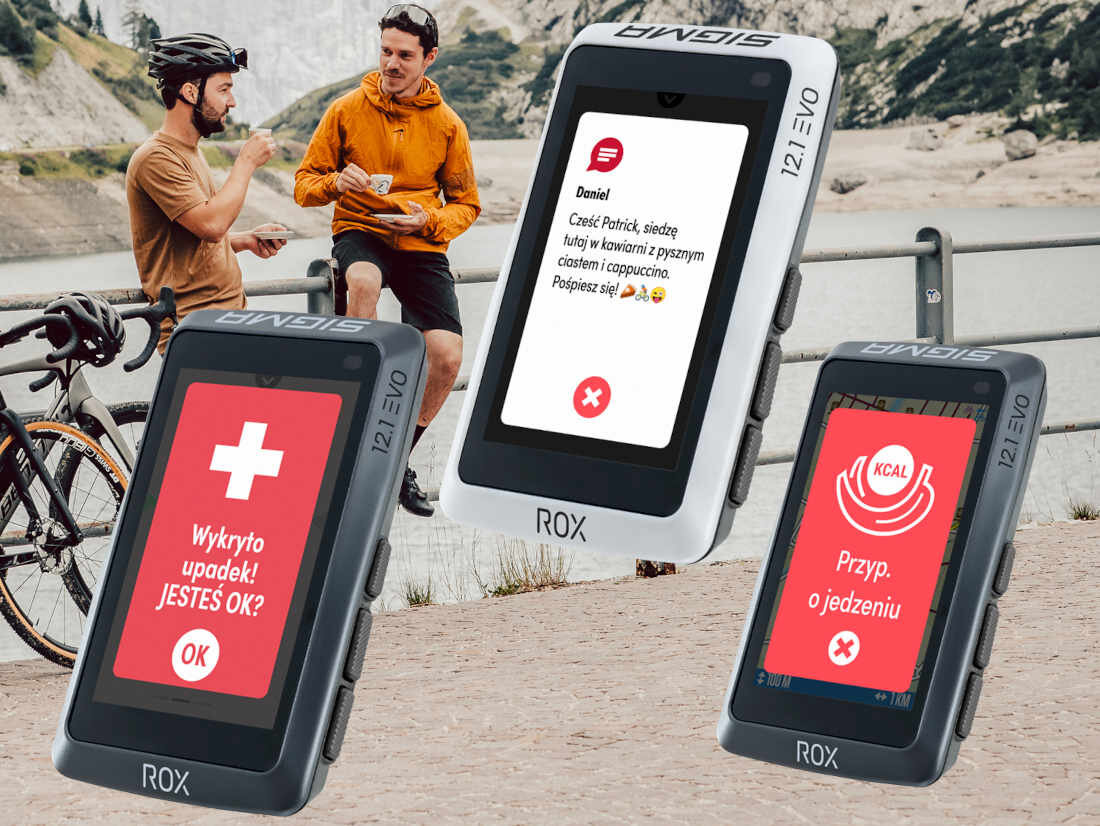 Licznik rowerowy SIGMA Rox 11.1 Evo HR Set Czarny funkcje treningowe 150 funkcji Wbudowany GPS czujniki pomiar prędkość dystans wysokość System Crash Alert bezpieczeństwo