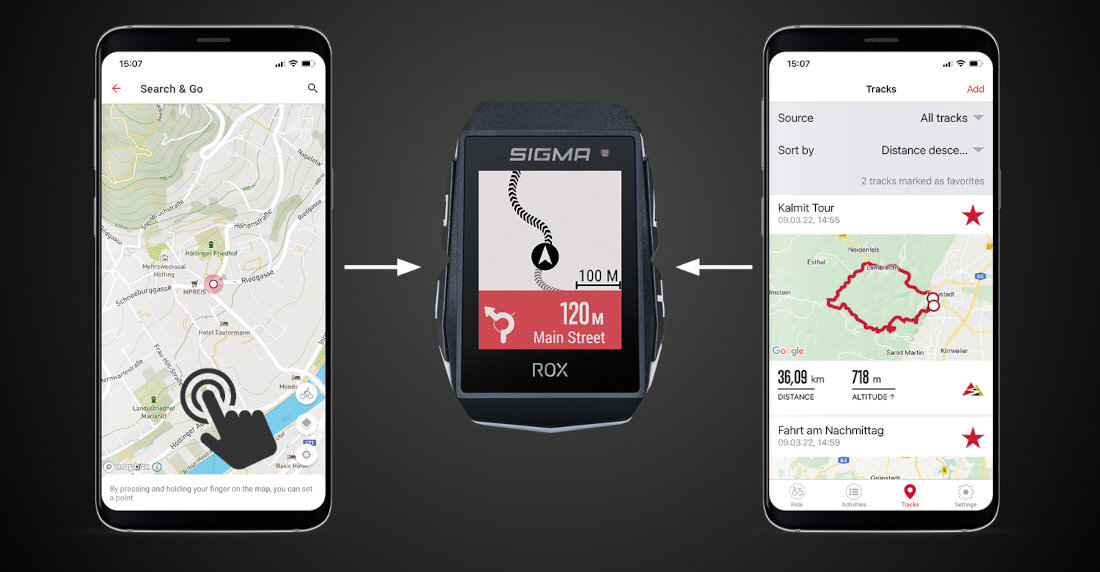 Licznik rowerowy SIGMA Rox 11.1 Evo Sensor Set Biały lekkość użytkowania waga pięć dużych przycisków łatwa obsługa kolorowy wyświetlacz przekątna aplikacja SIGMA RIDE dane jazda analiza
