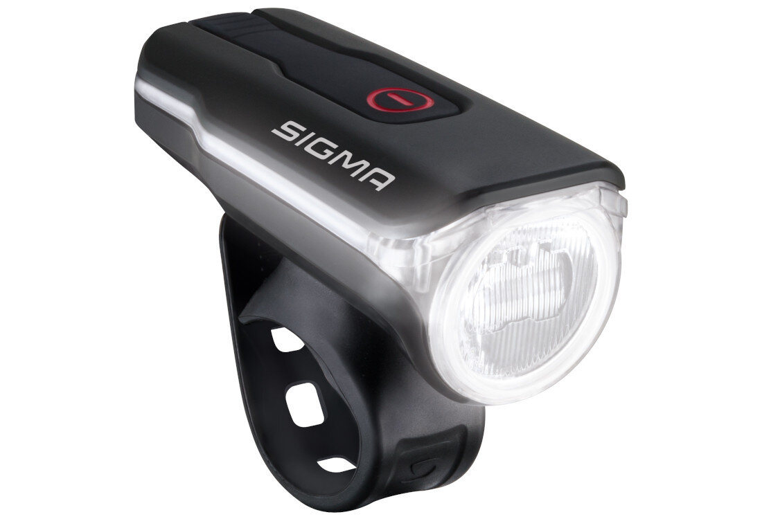 Zestaw lampek rowerowych SIGMA Aura 60 Nugget II Sportowe wzornictwo smukła stożkowa obudowa boczne elementy Light Guide waga