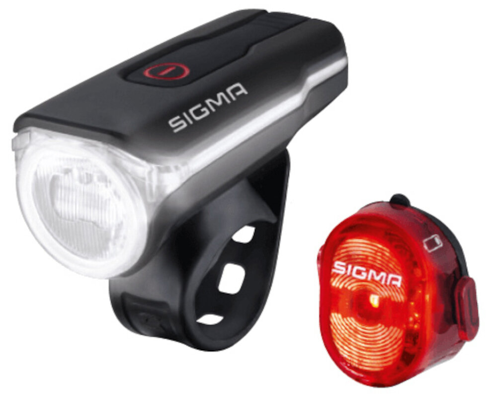 Zestaw lampek rowerowych SIGMA Aura 60 Nugget II Zadowalająca widoczność wysoka jakość wykonanie niemieckie przepisy ruch drogowy kąt świecenia przekracza 220° widoczność