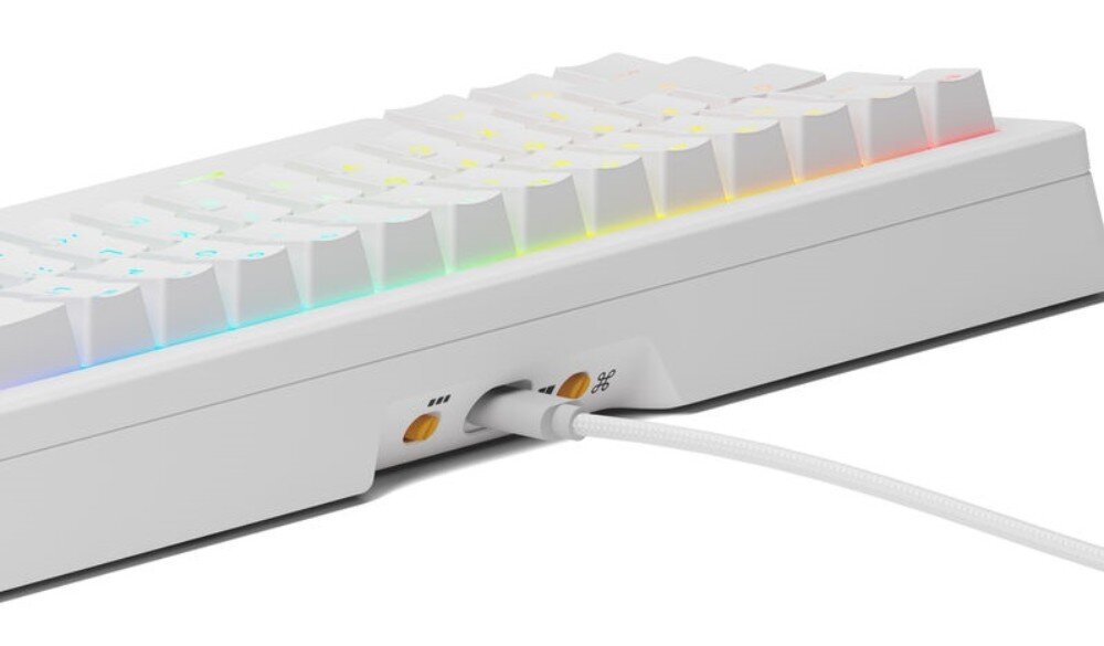 Klawiatura GLORIOUS GMMK 3 Prebuilt 65% Biały pokrętło funkcje podświetlenie RGB regulacja głośności
