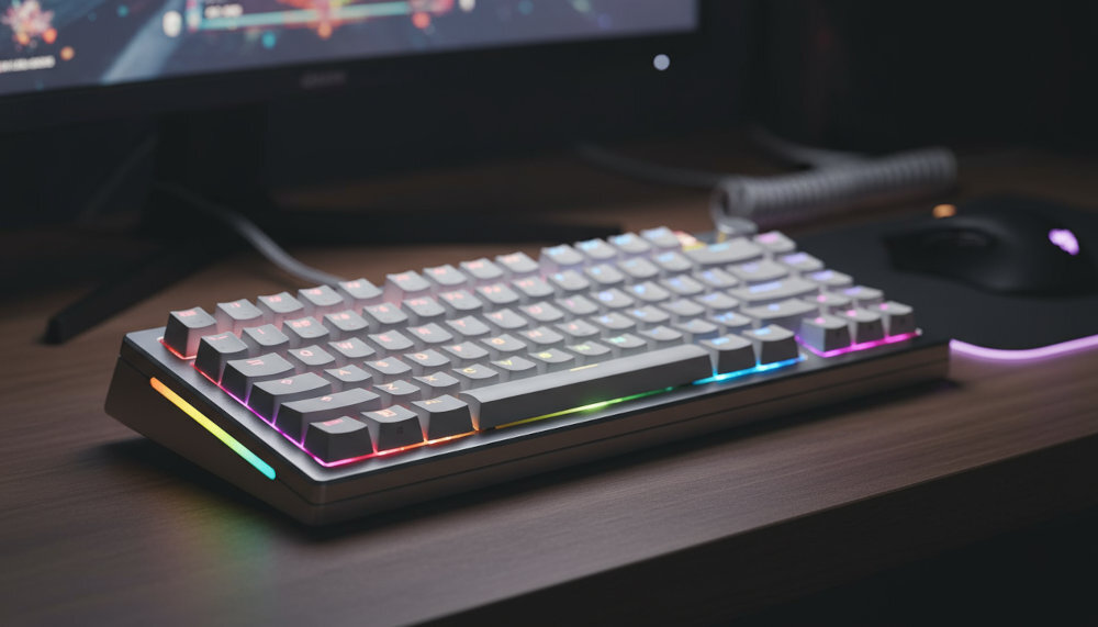 GLORIOUS GMMK 3 Prebuilt HE - klawiatura na gamingowym biurku z zakrzywionym monitorem