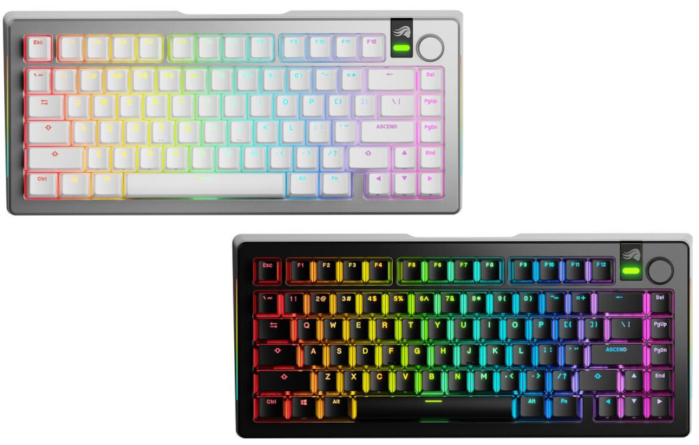 GLORIOUS GMMK 3 Pro Prebuilt Glorious GMMK 3 Pro dwóch wariantach kolorystycznych klasycznej czerni stylowym srebrnym Czarny model biały wariant - klawiatura w dwóch wariantach kolorystycznych, biały i czarny