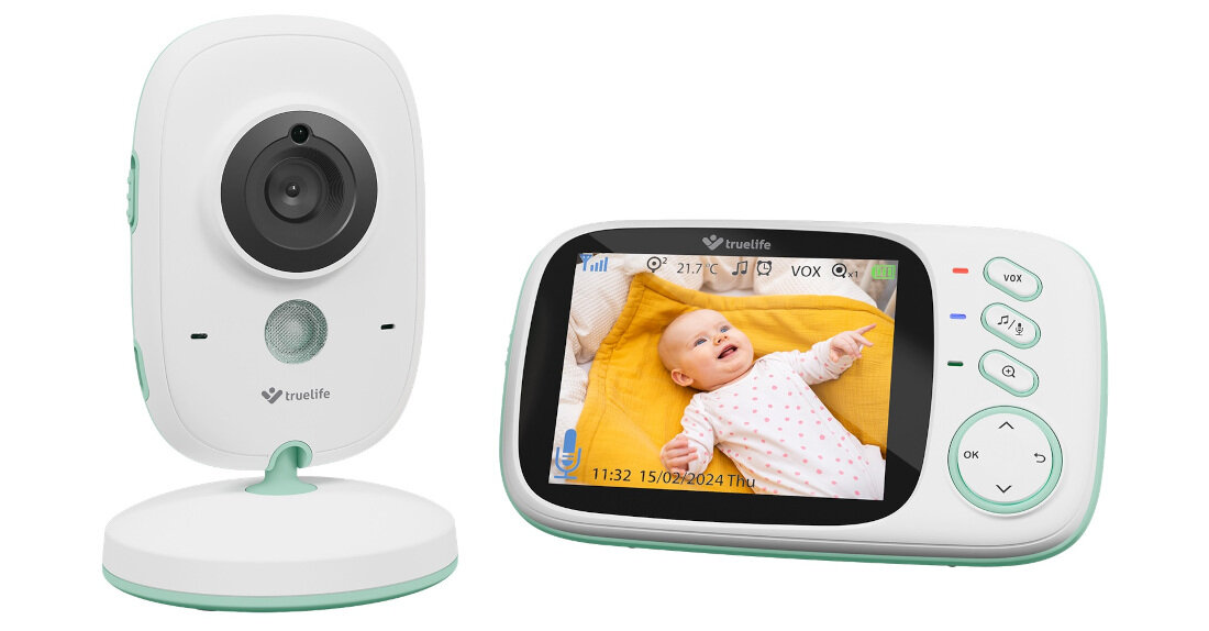 Niania elektroniczna TRUELIFE NannyCam H32 Pro Dwustronna komunikacja 8 kołysanek sen atmosfera