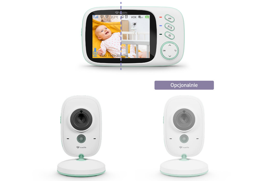 Niania elektroniczna TRUELIFE NannyCam H32 Pro Obsługa dwóch kamer możliwości Funkcja podziału obrazu