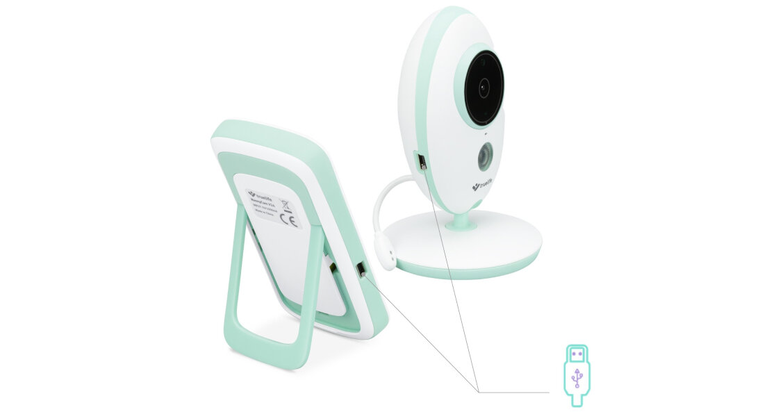 Kamera TRUELIFE do niani elektronicznej NannyCam V24 Pro Długotrwałe działanie wyświetlacz LCD działanie czas pracy tryb VOX 5 alarmów przypomnienie ładowanie