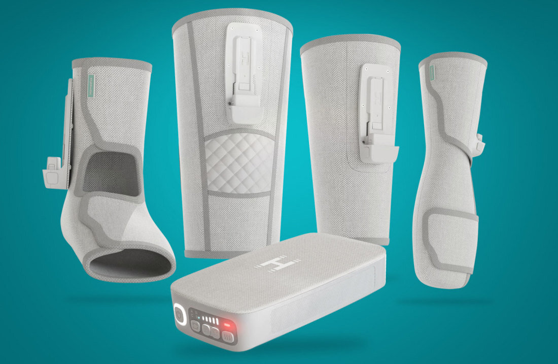 Masażer do kolan HOMEDICS Modulair SR-CMK10H masaż kompresyjny technologia kompresji powietrznej poprawa krążenie krwi łagodzenie obrzęki mięśnie stawy