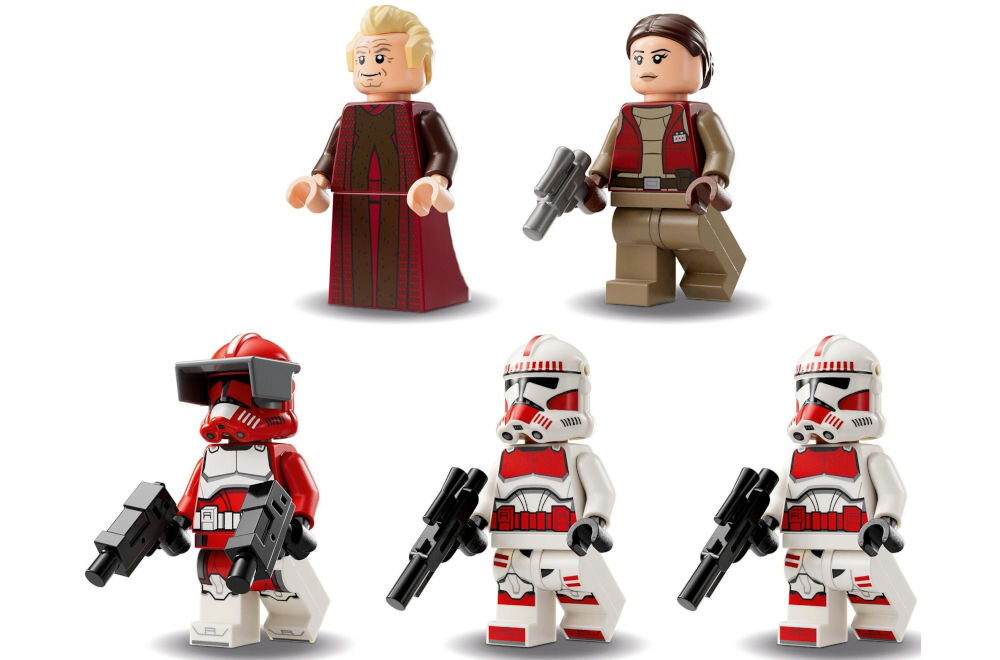 LEGO 75354 Star Wars Kanonierka Gwardii Coruscańskiej pięć minifigurek Komandor Fox, kanclerz Palpatine, Padmé Amidala, dwaj
strażnicy Coruscant bogate szczegóły odzieży, broni i akcesoriów