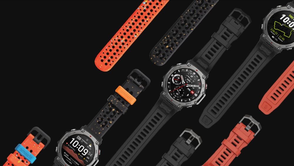 Smartwatch AMAZFIT T-Rex 3 Onyx Czarny design wykonanie matowe metalowa obudowa szklana powierzchnia lekkie wygodne