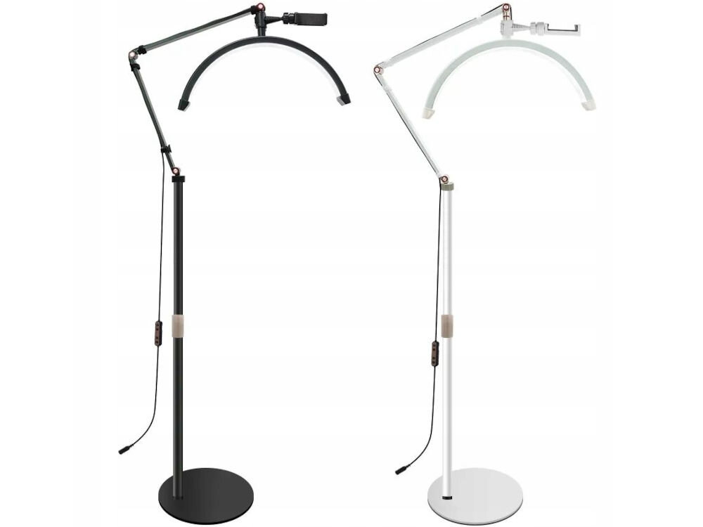 Lampa LED do paznokci MICHAEL MARINELLI GX490 Biały dwie lampy czarna biała czarna z doczepionym uchwytem imadła białe tło funkcjonalność estetyka aluminiowa konstrukcja stabilność trwałość matowe wykończenie z subtelnymi srebrnymi detalami elegancki wygląd salon kosmetyczny, gabinet lekarski studio tatuażu praktyczne narzędzie stylowy dodatek