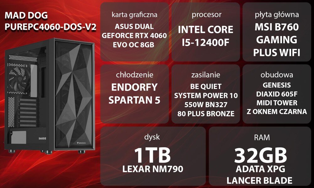 Komputer MAD DOG GeForce RTX4060 PurePC Edition 2 opis
